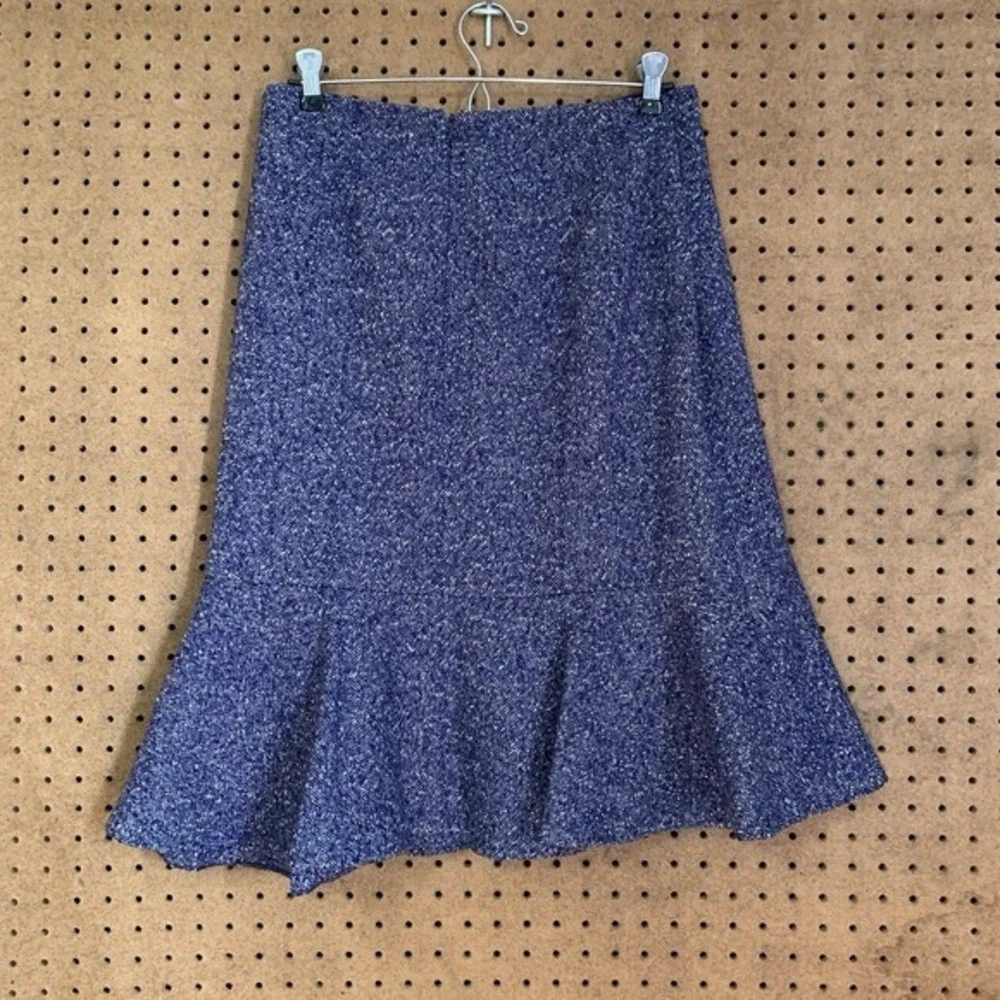Ann Taylor Trumpet Skirt Wool Midi Knee Length Chenille Tweed Purple‎ Academia 8